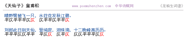 《天仙子 》词谱检测 http://www.poemshenzhen.com出品